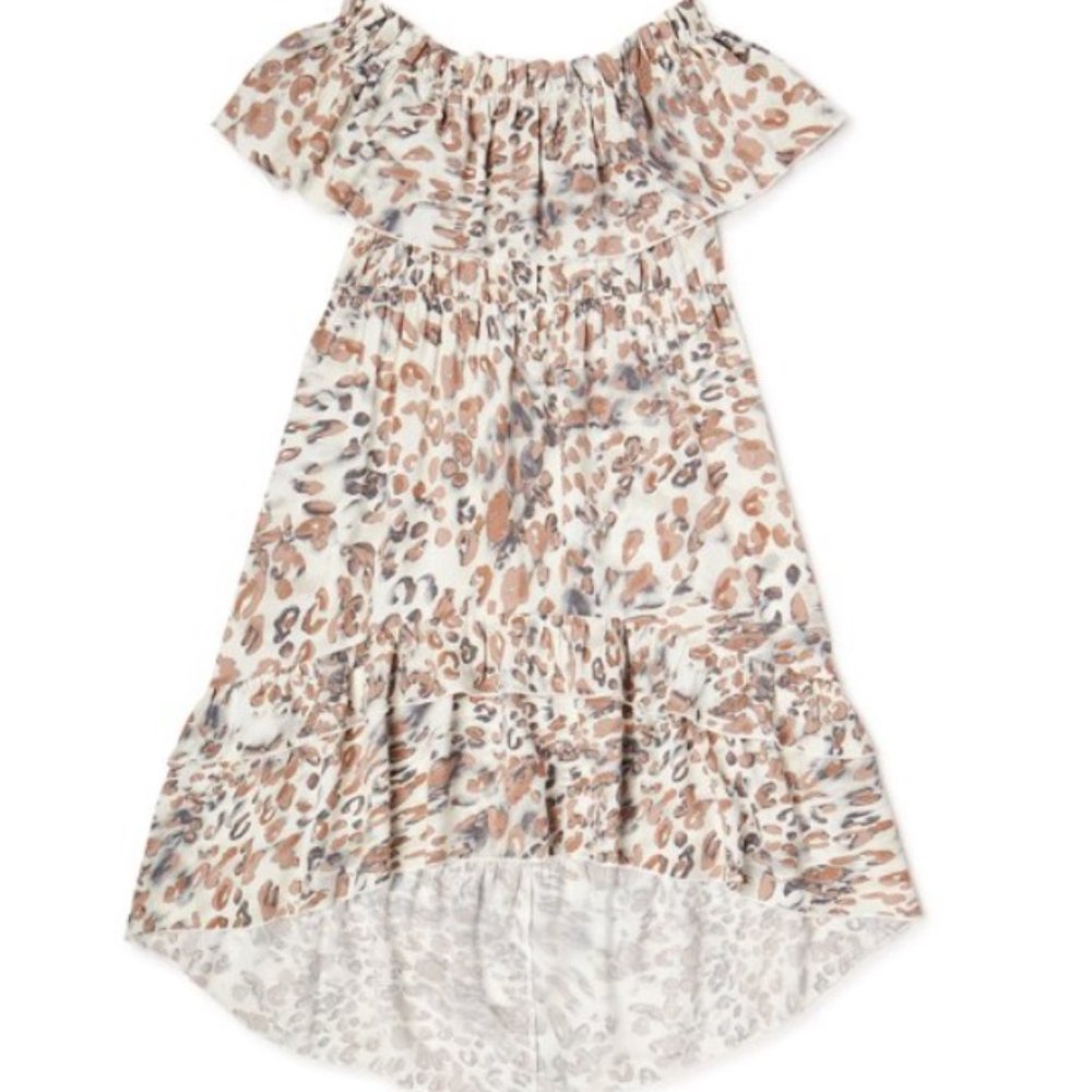 Off-the-Shoulder Ruffle Hi Low Dress